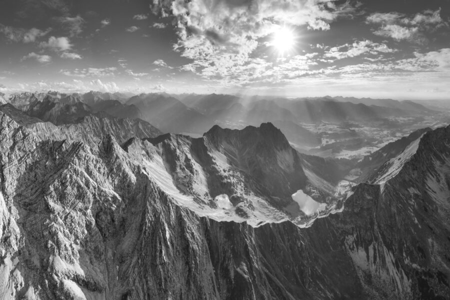 leinwand schwarz weiß wandbilder foto kaufen Allgäu Alpen Berge Oberstdorf Sommer Gaißalpsee Rubihorn Bergsee Nebelhorn Oberallgäuer himmel sonne