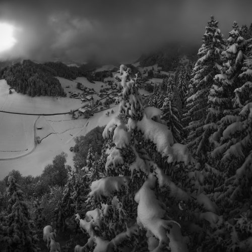 leinwand schwarz weiß wandbilder foto kaufen Allgäu Alpen Berge Winter Schnee verschneit Oberstdorf Wasach Tiefenbach Oberallgäu