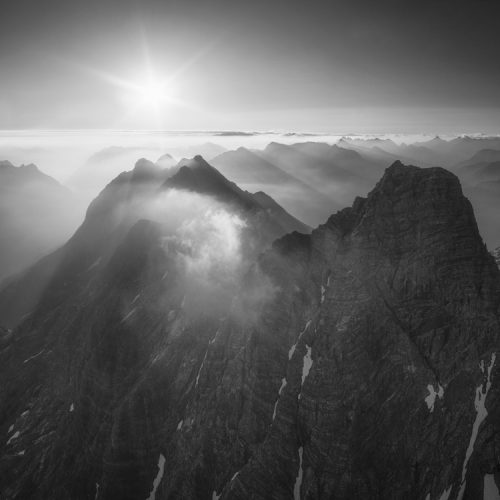 leinwand schwarz weiß wandbilder foto kaufen Tirol Lechtal Sommer Fernpass Hahntenjocher himmel sonne