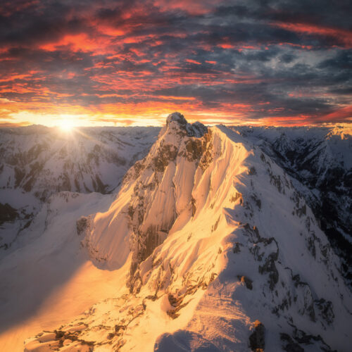 fotogalerie oberstdorf Allgäu Alpen Berge Rauhorn Gaishorn Hinterstein Alpenglühen Winter Schnee verschneit Sonnenaufgang Oberallgäu orange rot sonne
