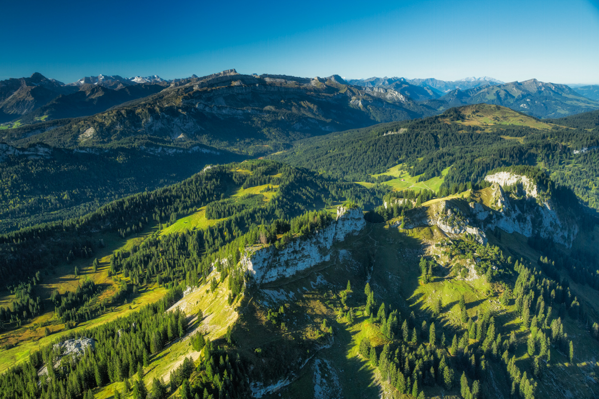 Oberstdorf, Sommerliches Bergpanorama, Luftaufnahme der Allgäuer Alpen - Landschaftsfotografie Oberallgäu