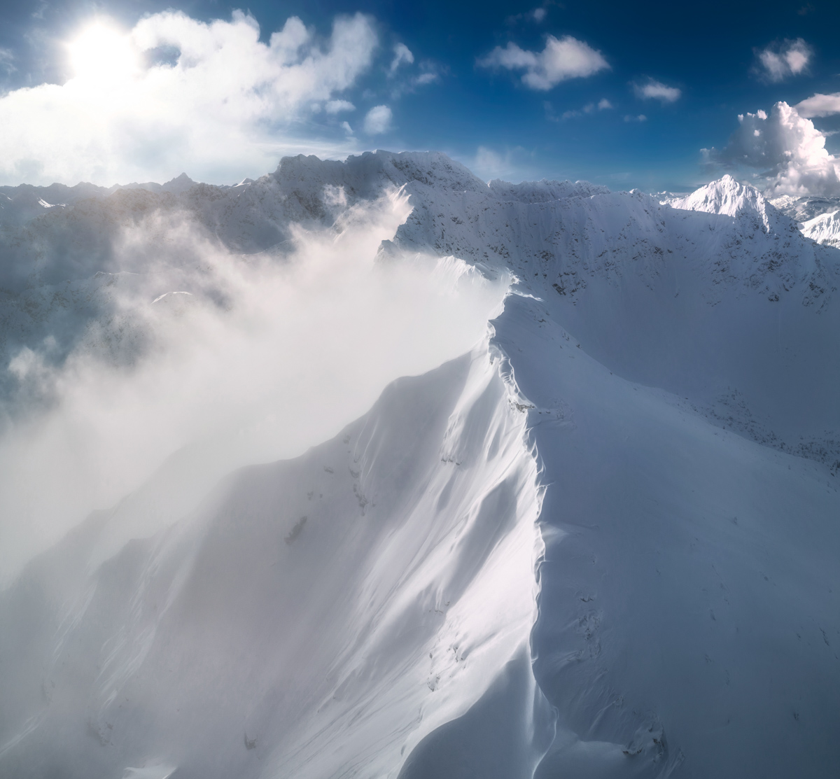 Hinterstein, Kleiner Daumen Schneegrat, Winterliche Steilwand - Bergfotografie Oberallgäu