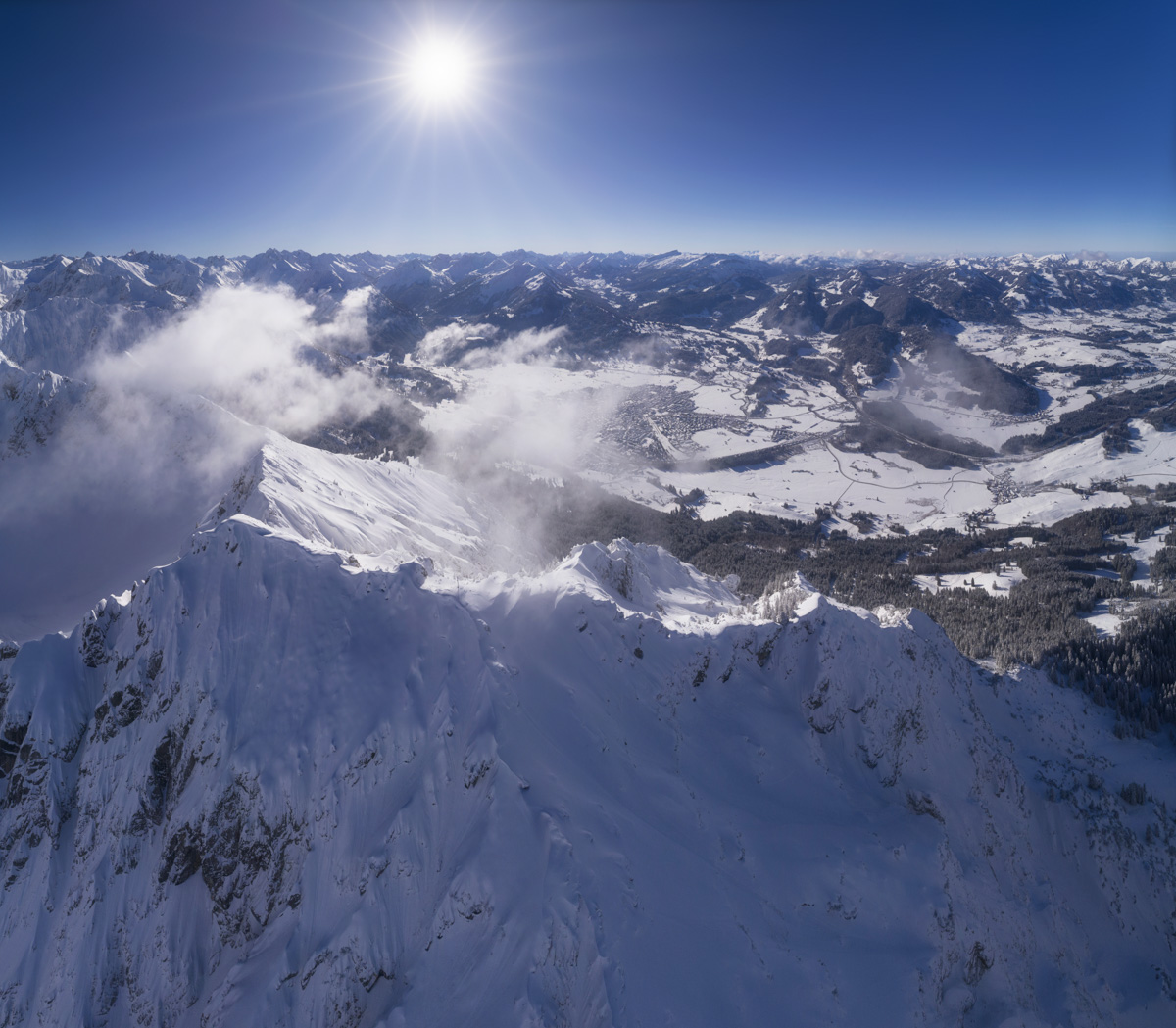 Oberstdorf, Himmelschrofen und Rubihorn im Winterkleid, Alpenpanorama bei Sonnenschein - Landschaftsfotografie Allgäu