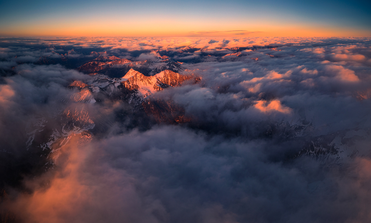 Hinterstein, Schneck und Hochvogel, Nebelmeer bei Sonnenuntergang - Bergfotografie Allgäu