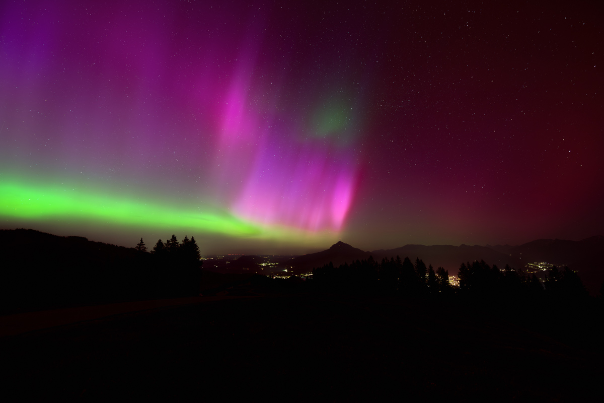 Grünten, Nordlichter, Sternenhimmel, Aurora Borealis - Nachtfotografie Allgäu