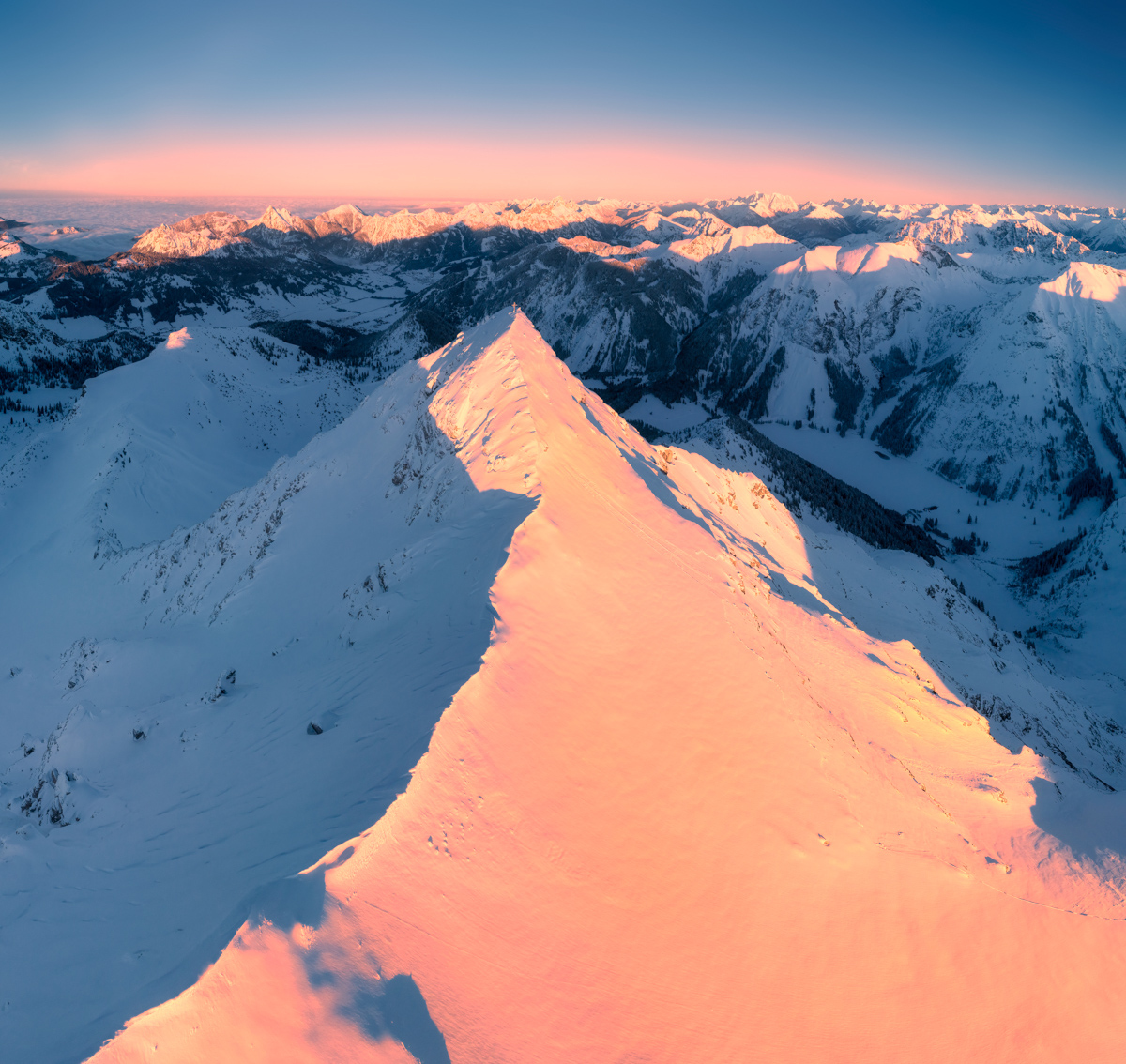 Hinterstein, Rauhorn und Gaishorn im Alpenglühen, Winterzauber Sonnenuntergang - Landschaftsfotografie Allgäu