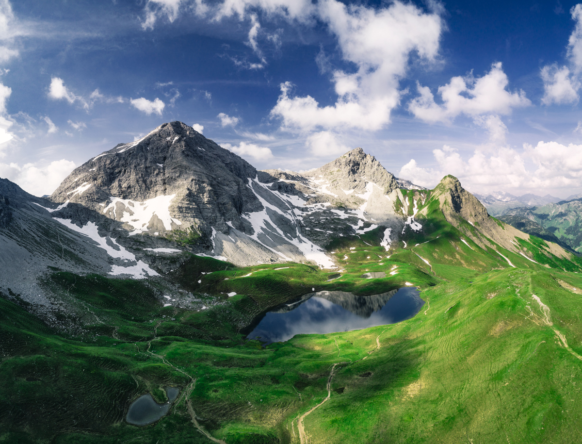 Oberstdorf, Rappensee am Linkerskopf, Frühlingspanorama - Bergfotografie Oberallgäu