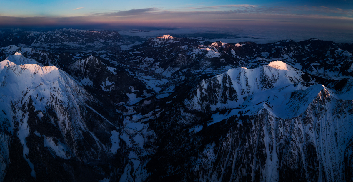 Hinterstein, Ponten und Bschießer in der Blauen Stunde, Winter - Landschaftsfotografie Allgäu