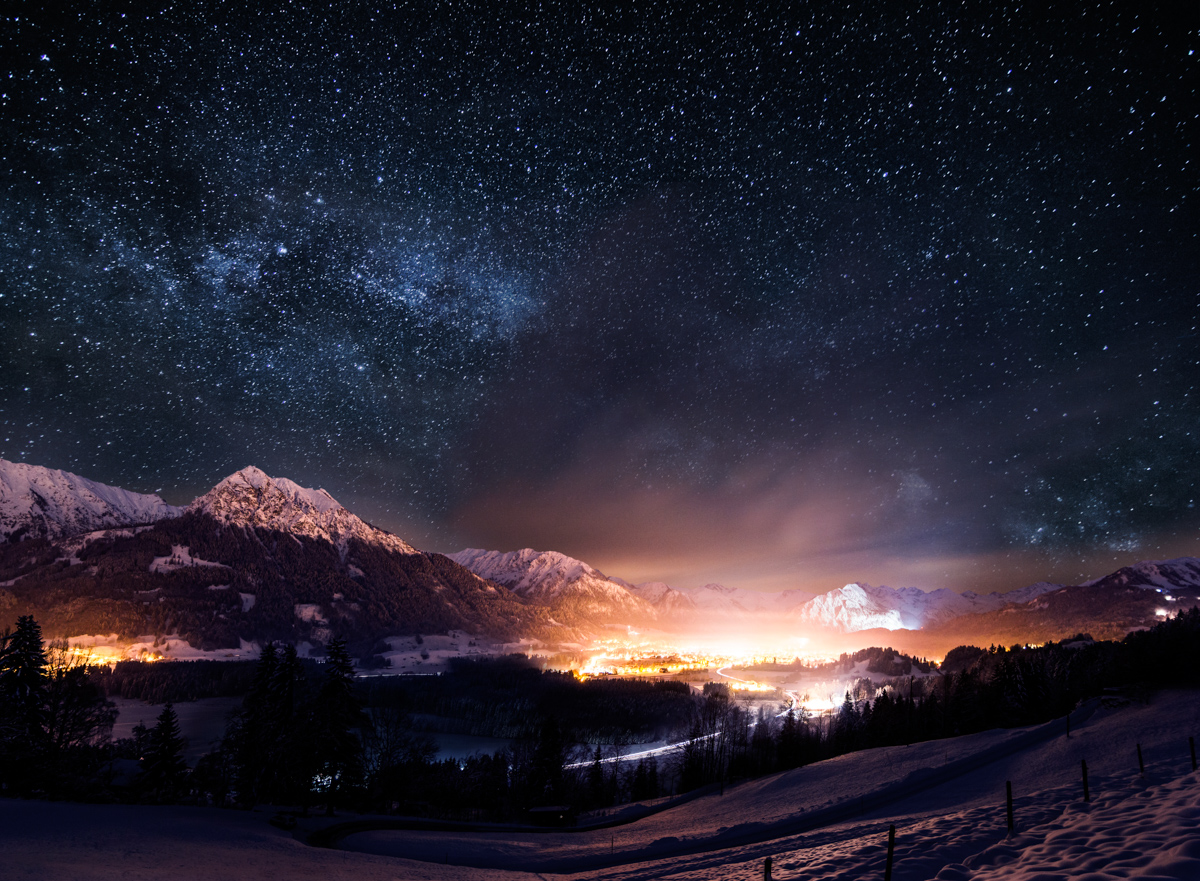 Oberstdorf, Sternennacht am Rubihorn, Winterzauber - Nachtfotografie Oberallgäu