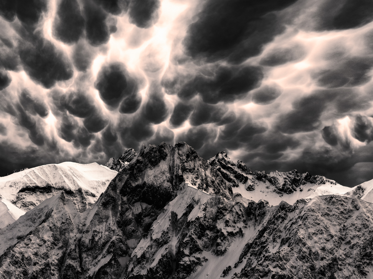 Oberstdorf, Mammatus-Wolken über Krottenkopf und Höfats, Winterdrama - Landschaftsfotografie Allgäu
