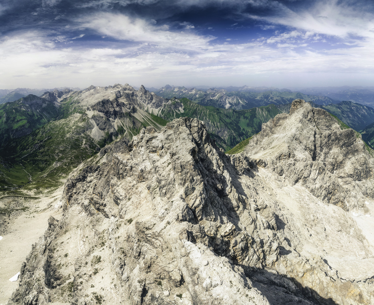 Lechtal, Hochalpenpanorama am Hahntenjoch, Kalkfelsgipfel im Sommerlicht - Landschaftsfotografie Tirol