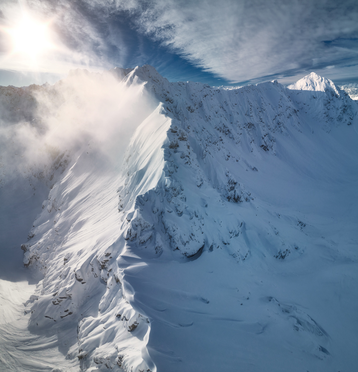 Hinterstein, Breitenberg am Hindelanger Klettersteig, Schneeverwehungen im Winterlicht - Landschaftsfotografie Allgäu
