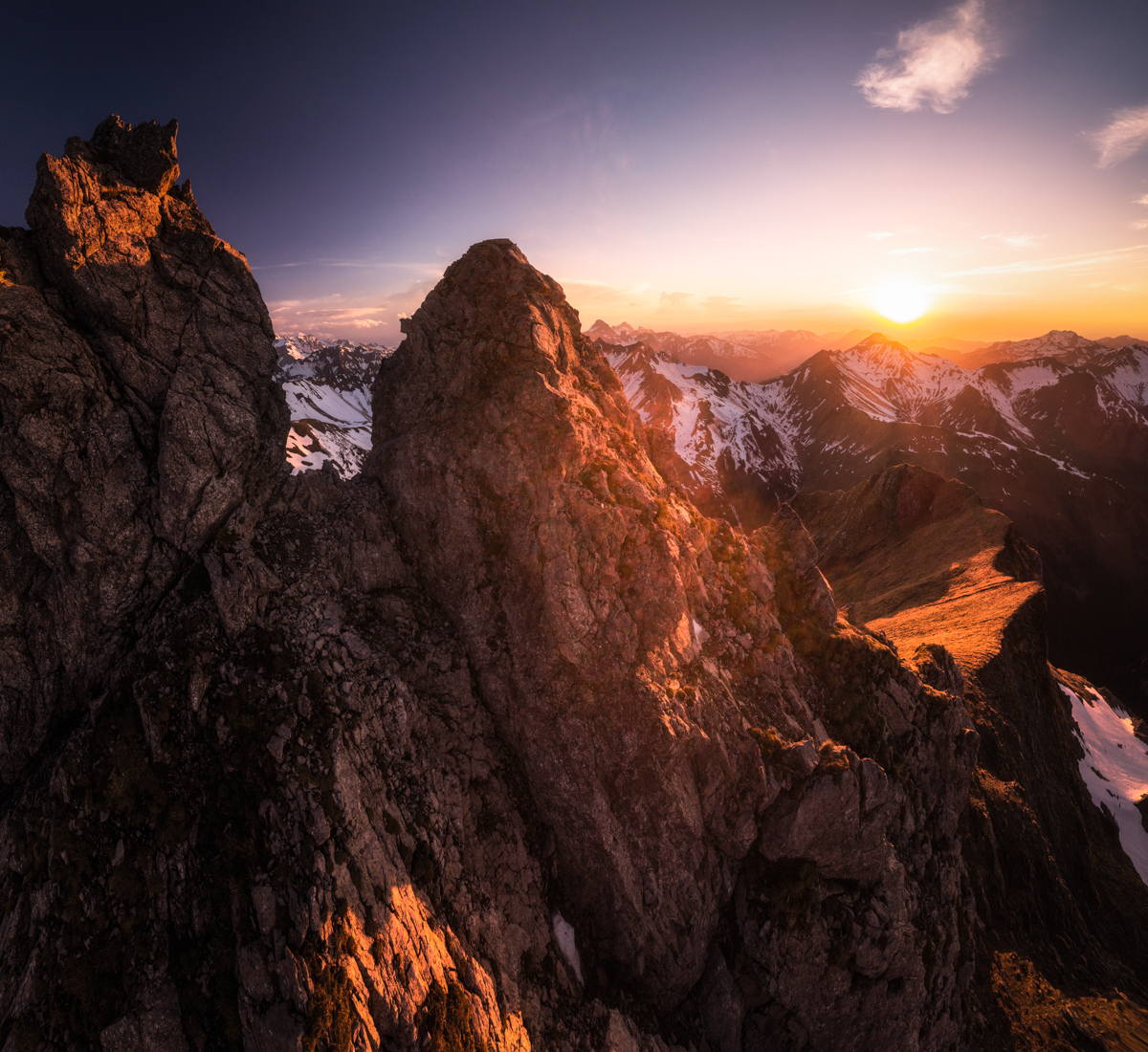 Oberstdorf, Höfats und Fürschießer im Herbstlicht, Felsgipfel beim Sonnenuntergang - Landschaftsfotografie Allgäu