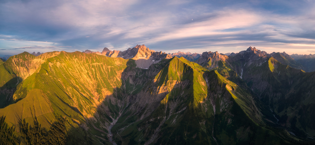 Oberstdorf, Krottenkopf und Hornbachkette, Alpenglühen beim Sonnenuntergang - Landschaftsfotografie Allgäu