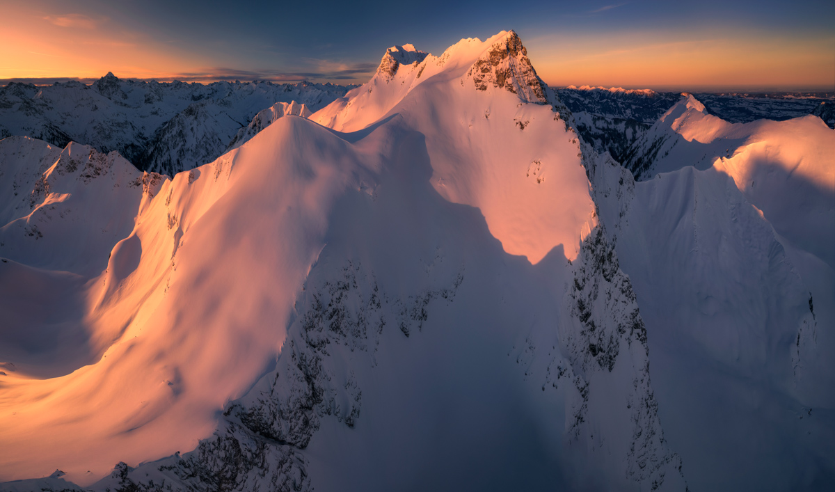 Hinterstein, Schneck und Hochvogel, Rosa Wintermorgen über Schneegipfeln - Landschaftsfotografie Allgäu