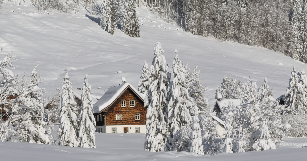 Wintermärchen in Rohrmoos, Verschneites Allgäuer Bauernhaus zwischen Schneetannen, Stille Winteridylle - Naturfotografie