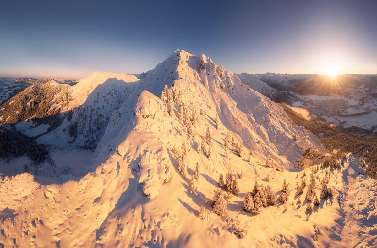 Rubihorn, Goldenes Alpenglühen im Winterkleid, Sonnenuntergang bei Oberstdorf - Bergfotografie Oberallgäu