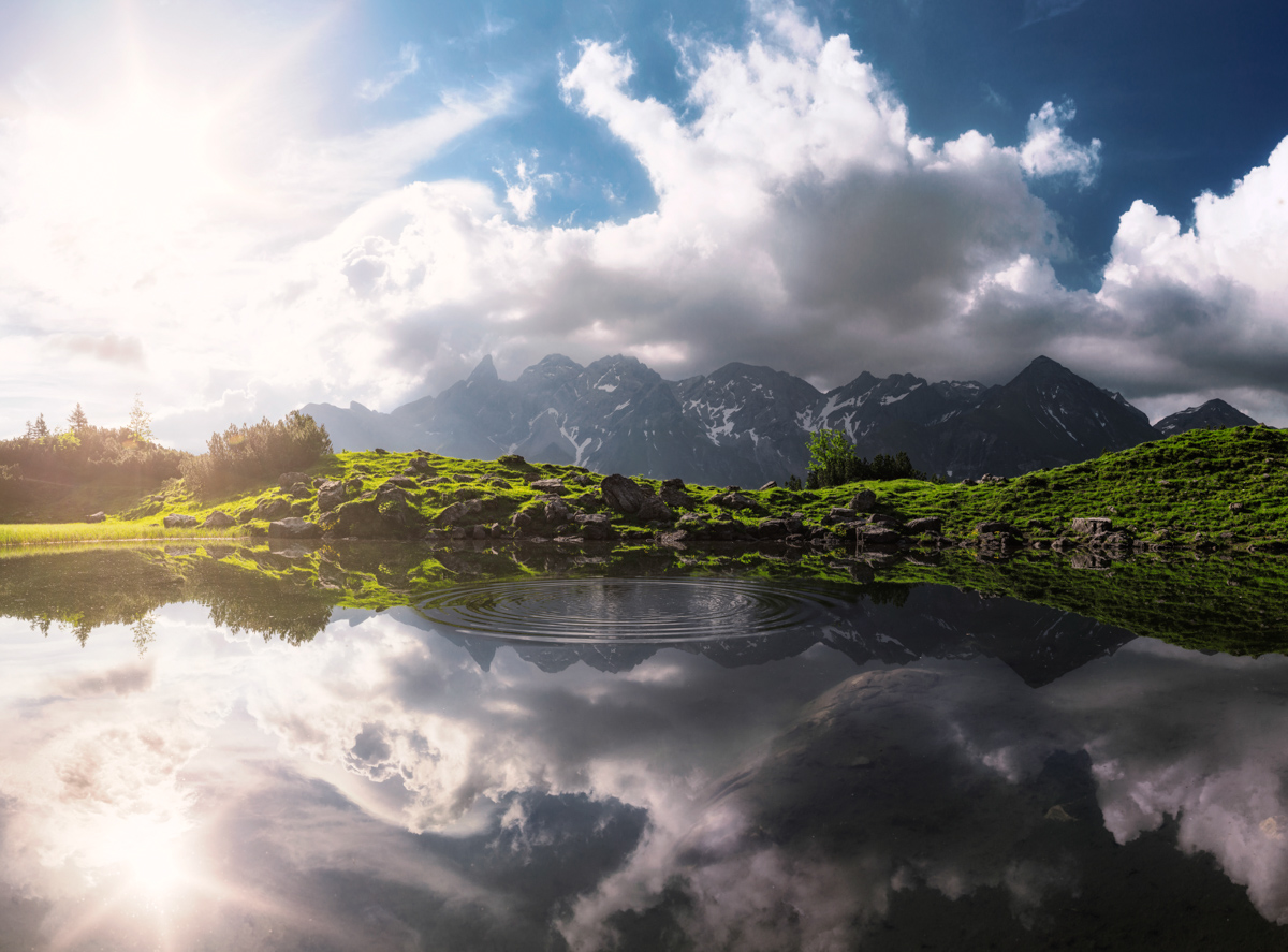Oberstdorf, Guggersee mit Spiegelung der Trettach und Mädelegabel, Bergsee-Idylle - Landschaftsfotografie Oberallgäu