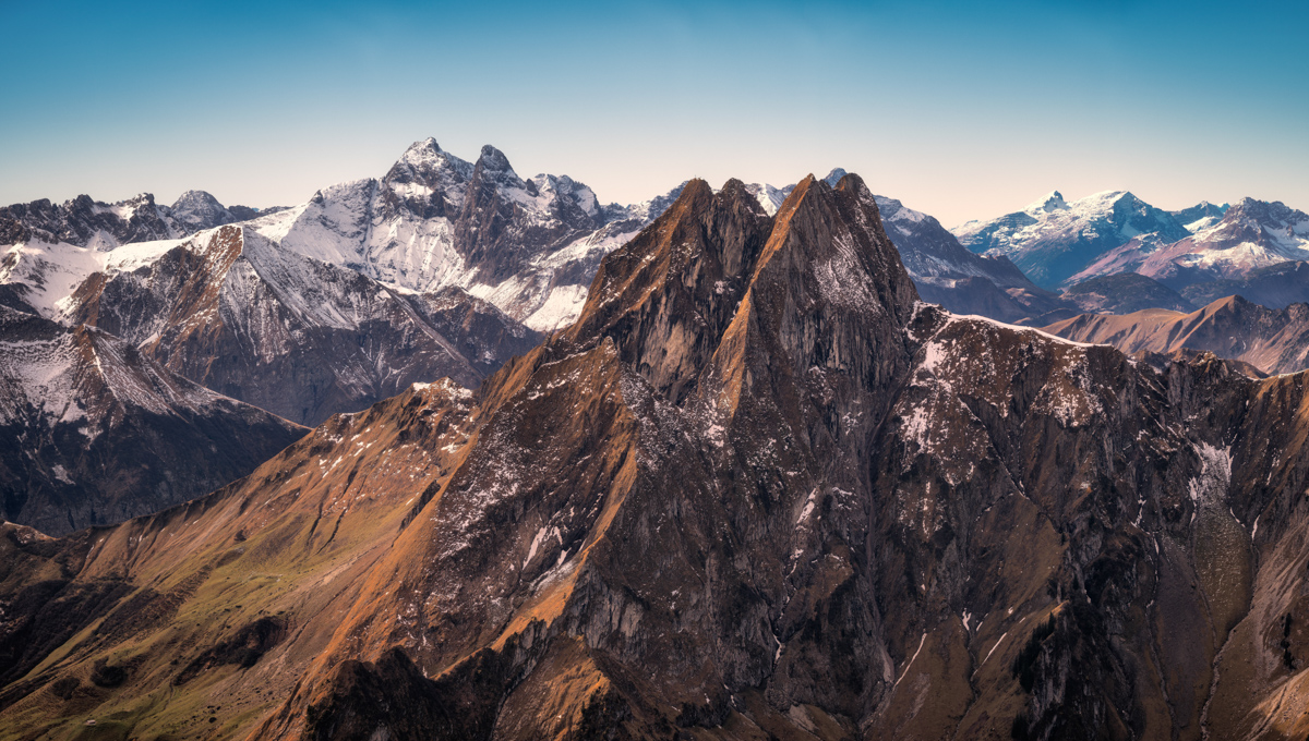 Höfats und Fürschießer, Herbstliche Felsgrate, Klarer Bergtag bei Oberstdorf - Landschaftsfotografie Allgäu