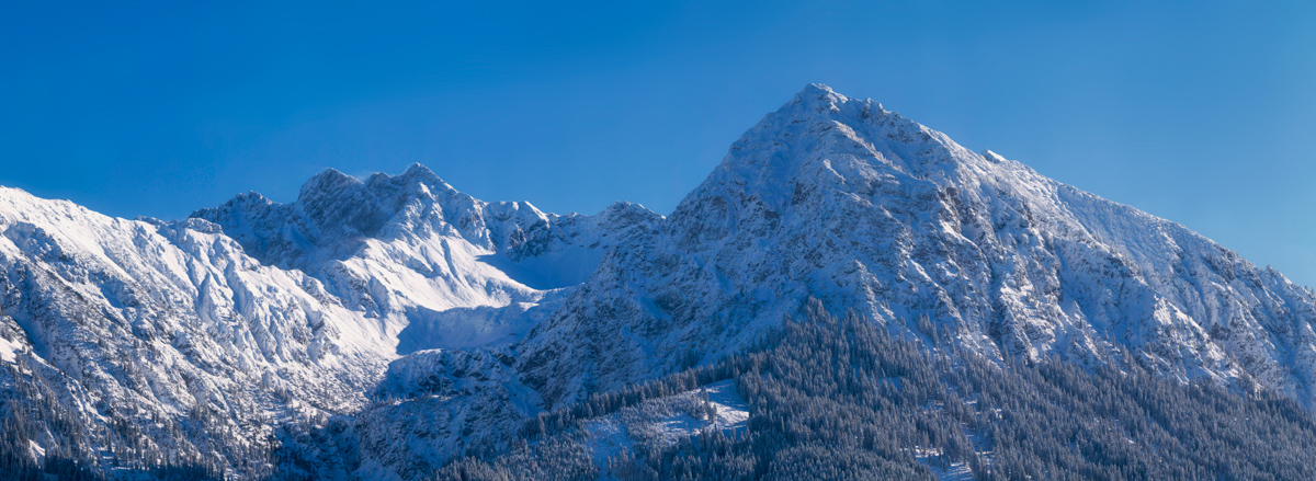 Oberstdorf, Rubihorn und Nebelhorn, Tiefverschneite Gipfel im Sonnenlicht - Bergfotografie Oberallgäu