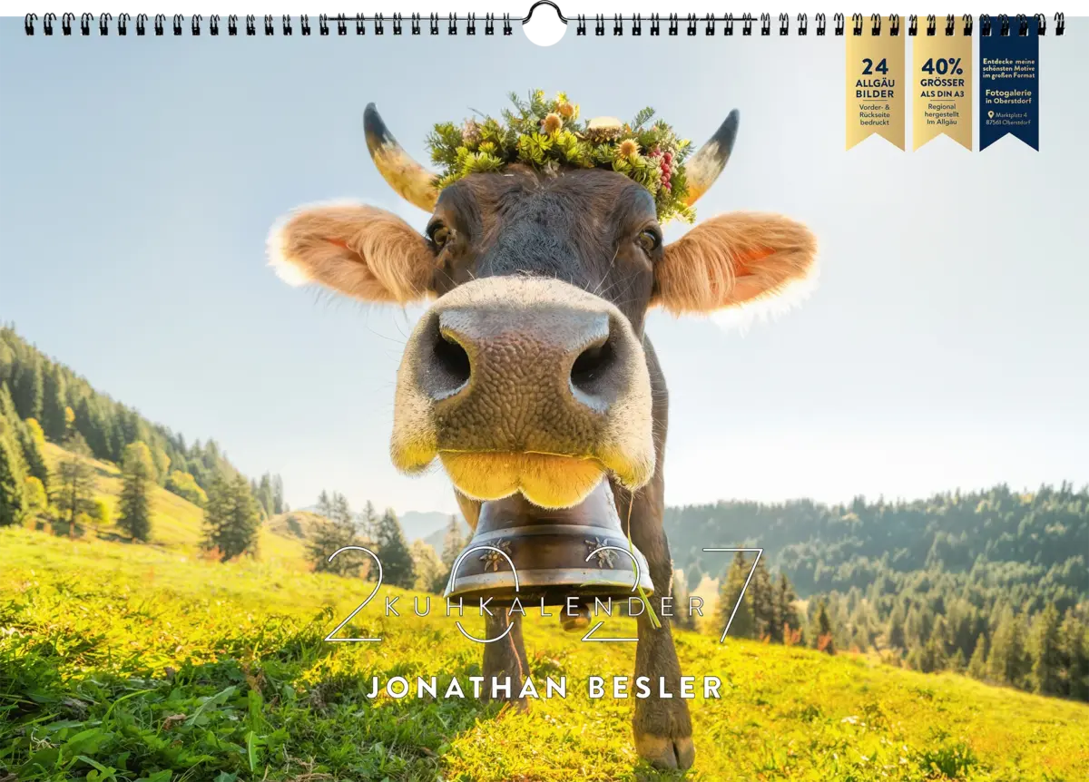 Kuh-Kalender 2027 mit Kuhmotiven