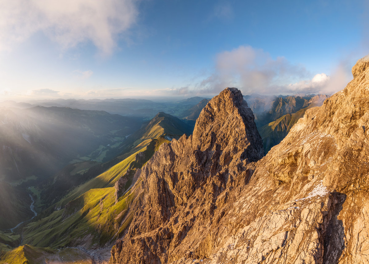 Trettach | Felsgipfel | Weitblick | Warmes Seitenlicht - Bergfotografie Allgäu