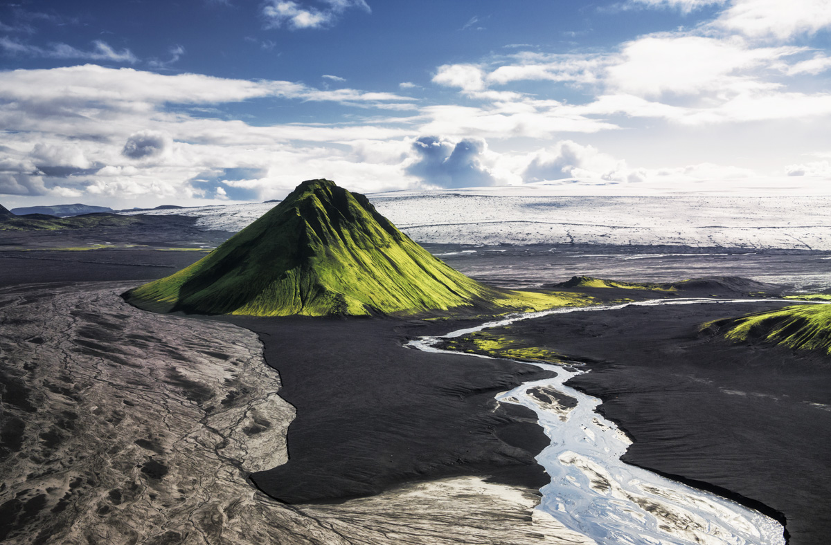 Landschaftsfotograf Island Bilder Island Iceland Volcano Mælifell Hochland Highlands Myrdalsjökull Gletscher Grüner Berg Sommer
