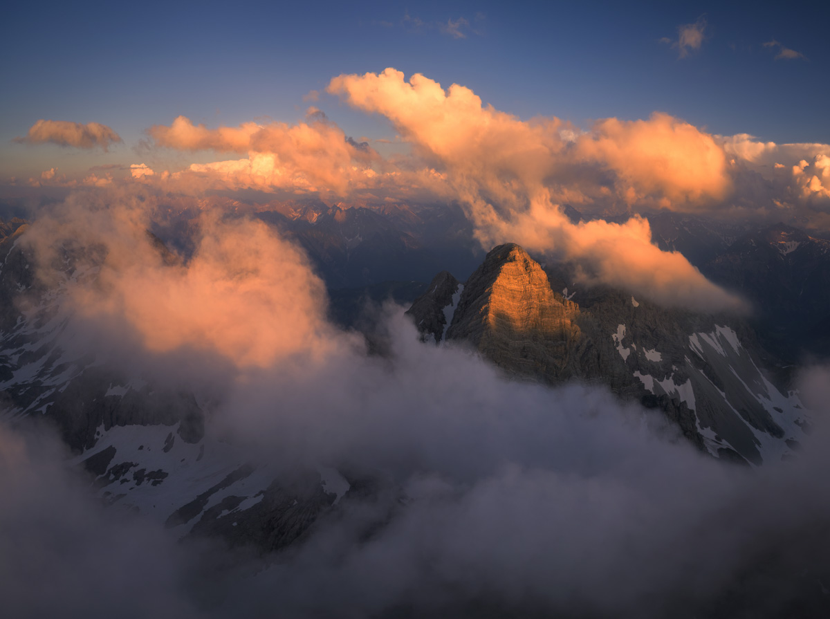 Bergbilder berg bilder Allgäu Alpen Berge Oberstdorf Trettach Stillach Frühling Spring Krottenkopf Krottenspitze Marchspitze Hermannskarsee Sonnenaufgang Alpenglühen Höfats sonne