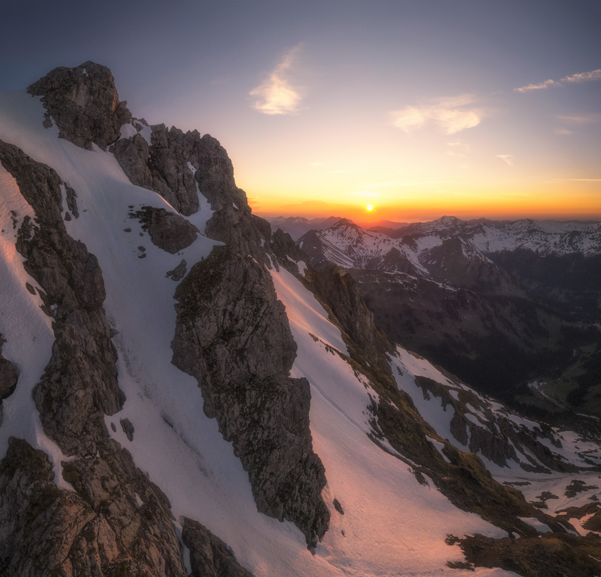 Bergbilder berg bilder Allgäu Alpen Berge Oberstdorf Trettach Stillach Frühling Spring Sonnenaufgang Alpenglühen Hochfrott Mädelegabel sonne