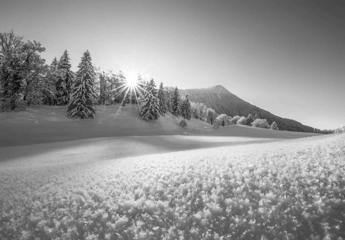 Panorama Allgäu Alpen Berge Winter Schnee verschneit Immenstadt Sonne weiss blau
