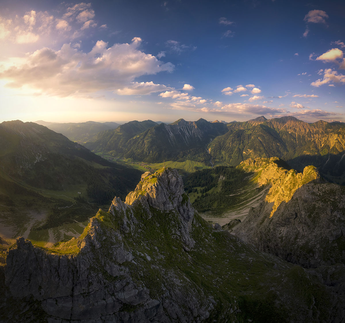 Bergbilder berg bilder Allgäu Alpen Berge Hinterstein Sommer Sonnenaufgang Spicherer Kopf Pfannenhölzer Ponten Bschießer Sonnenuntergang Oberallgäu rot orange blauer himmel