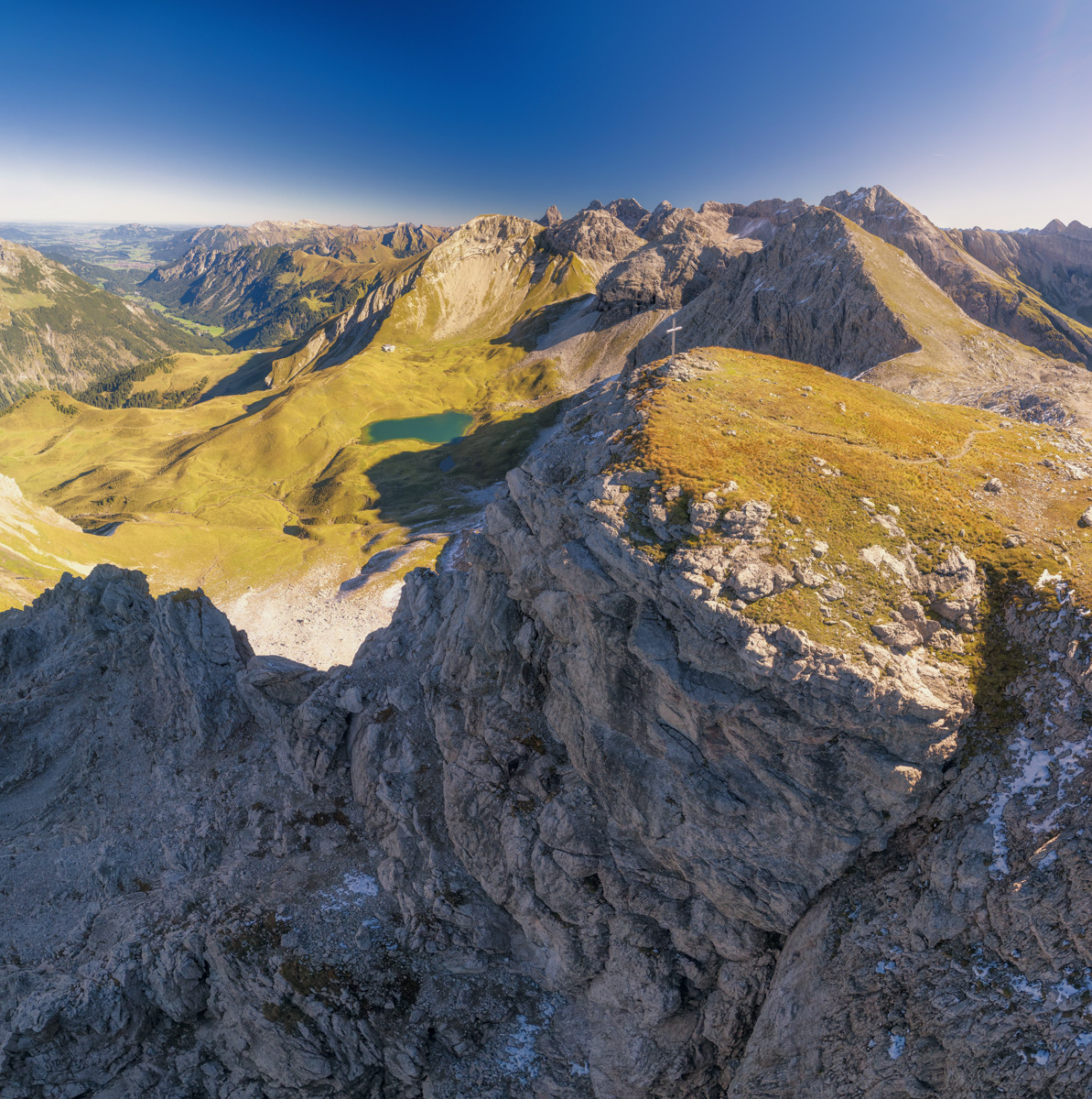 Bergbilder berg bilder Allgäu Alpen Berge Oberstdorf Herbst Autumn Rappensee Rappenkopf Bergsee Linkerskopf Heilbronner Weg Hohes Licht blauer himmel sonne