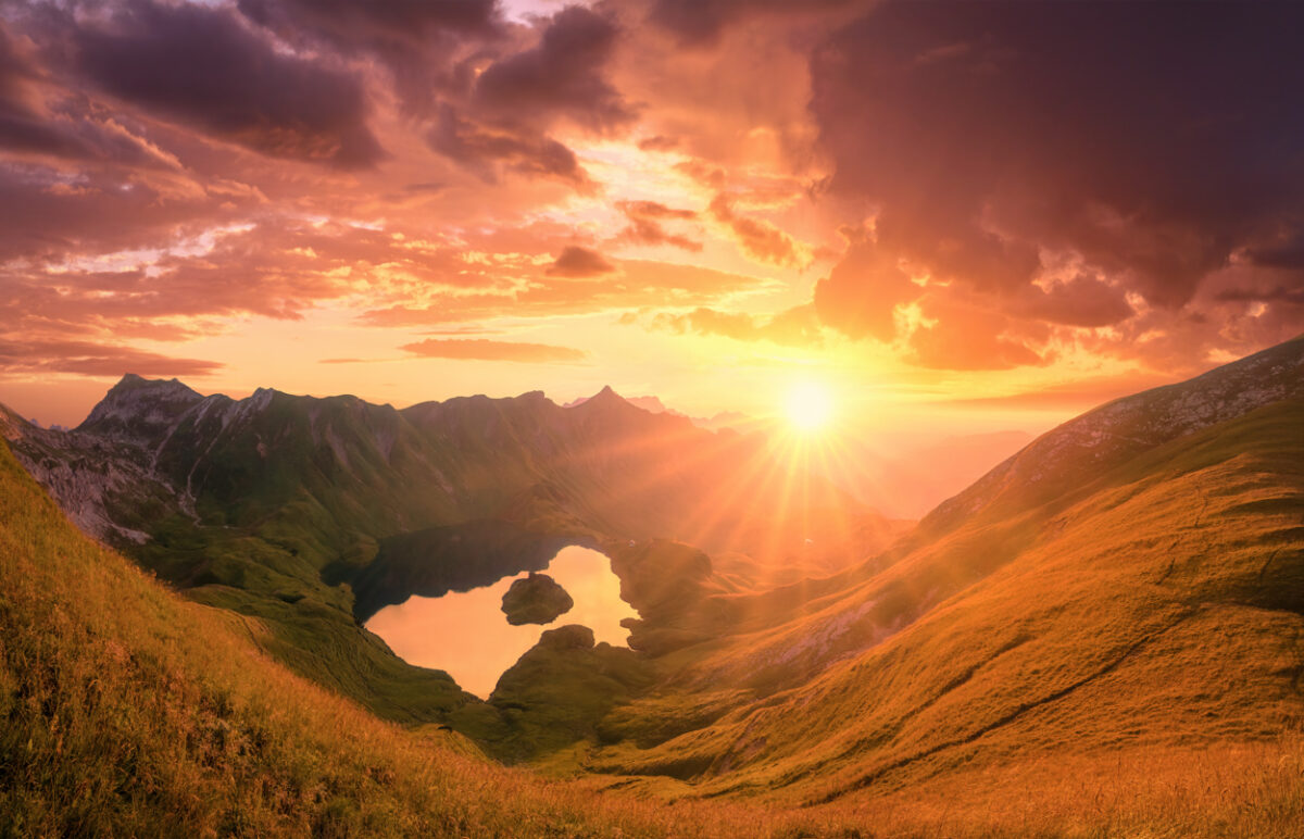 702 schrecksee hinterstein sonnenuntergang bergsee sonne sommer orange rot