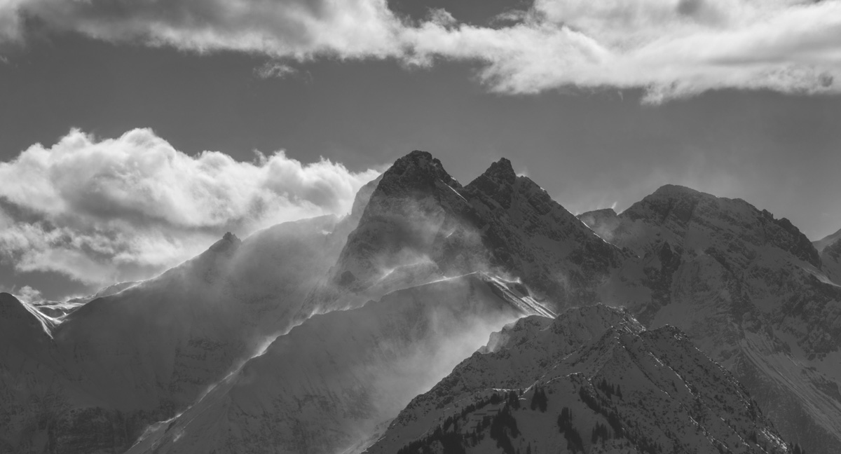 Panorama Allgäu Alpen Berge Winter Schnee verschneit Trettach Hochalpen Oberstdorf Oberallgäu Hochfrott Mädelegabel weiß blauer himmel sonne