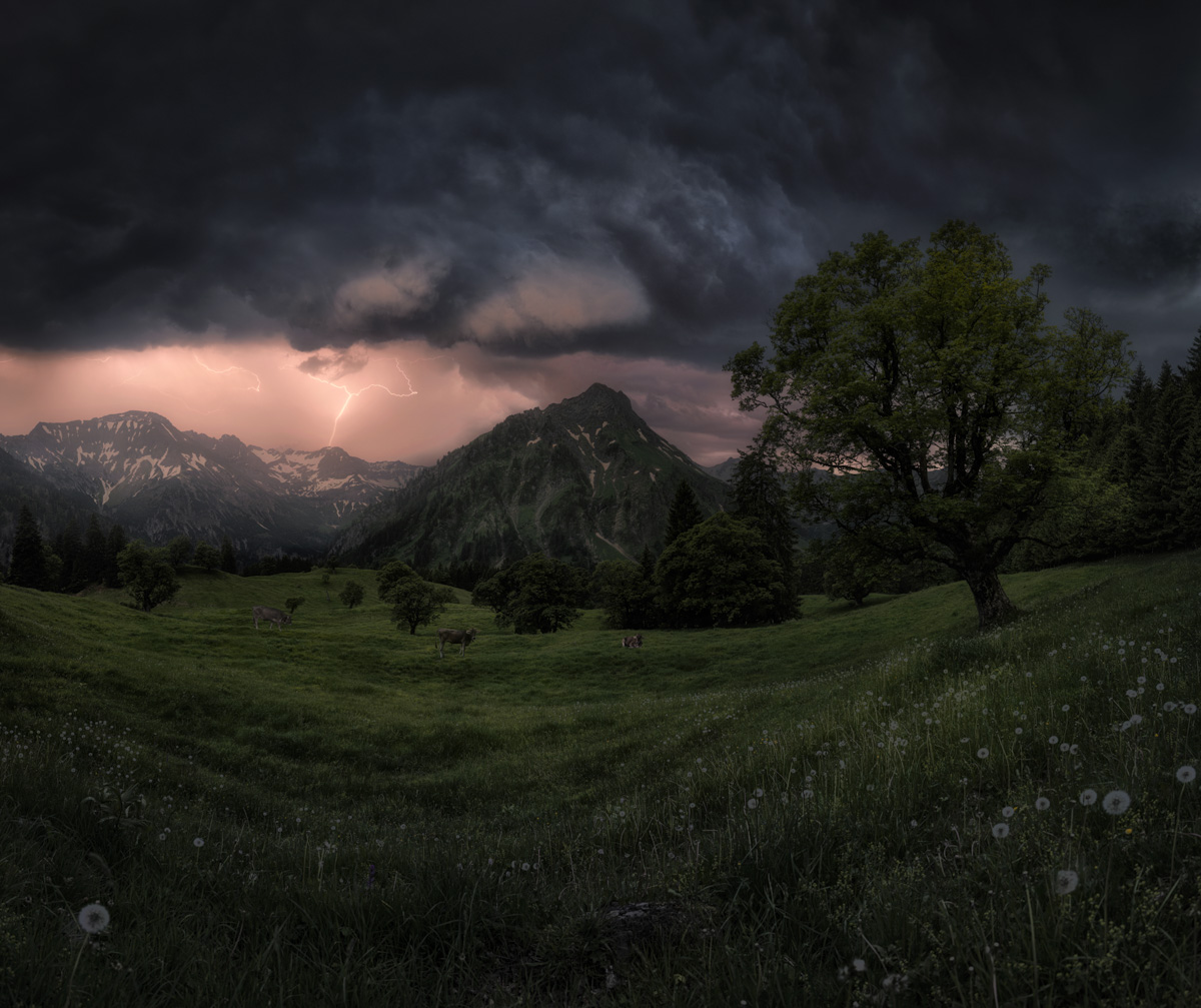 landschaftsbild Allgäu Alpen Berge Hinterstein Sommer Oberallgäu schwarz grün