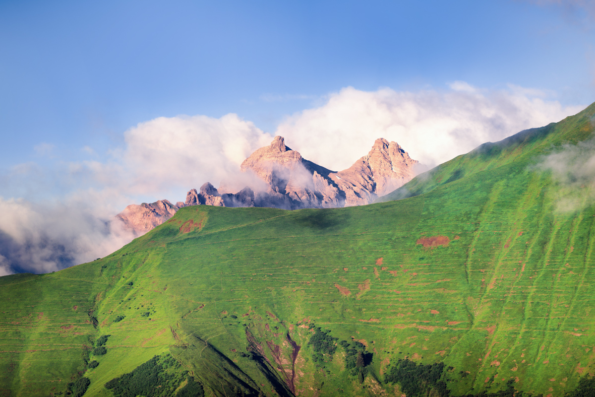 173 Sommer Allgäu Berge Fürschießer Großer Krottenkopf blau grün Oberstdorf_