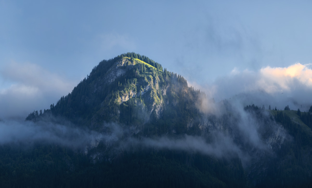 Panorama Allgäu Alpen Berge Breitenberg Rotspitz Hindelang Hirschberg blauer himmel sommer sonne