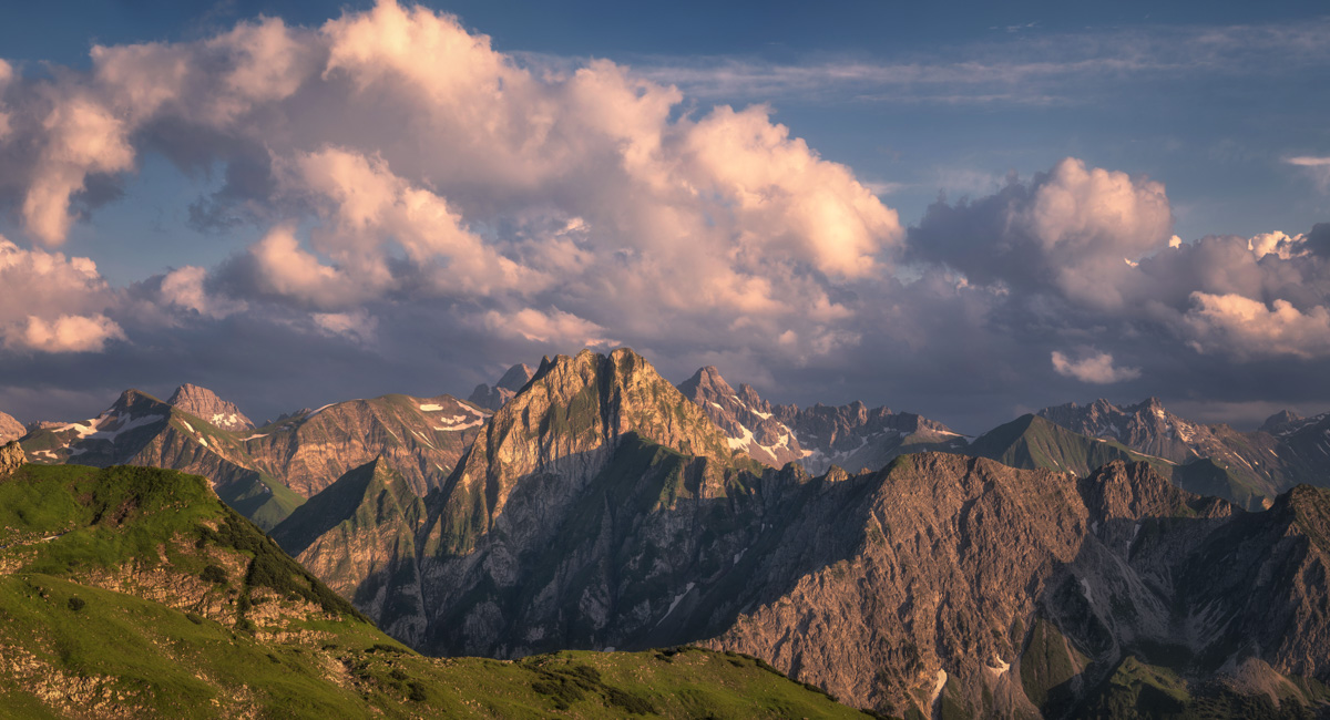 Bergbilder berg bilder Allgäu Alpen Berge Oberstdorf Sommer orange blau