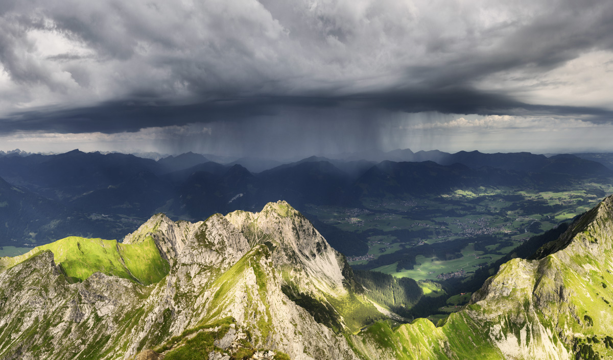 Bergbilder berg bilder Allgäu Alpen Berge Sommer nebelhorn oberstdorf wolken Gewitter Licht Rubihorn Gaisalphorn Unwetter Grün